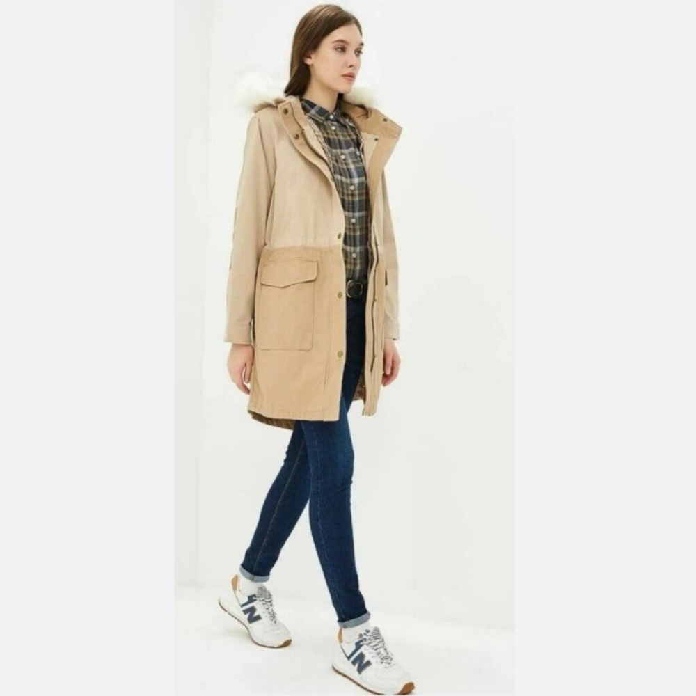 GAP | Khaki Hooded Utility Anorak Coat Size Large